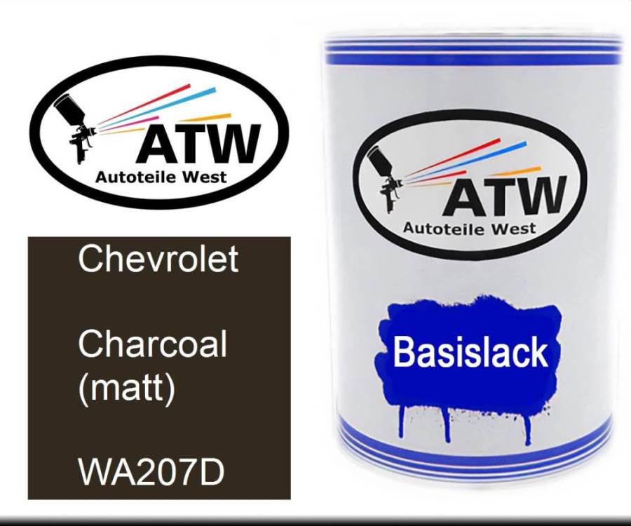 Chevrolet, Charcoal (matt), WA207D: 500ml Lackdose, von ATW Autoteile West.
